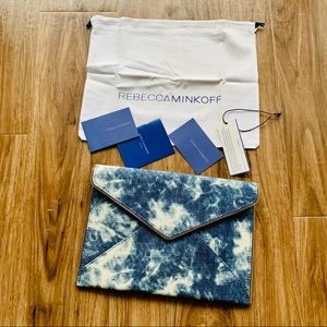NWT Rebecca Minkoff Tie dye denim envelop clutch